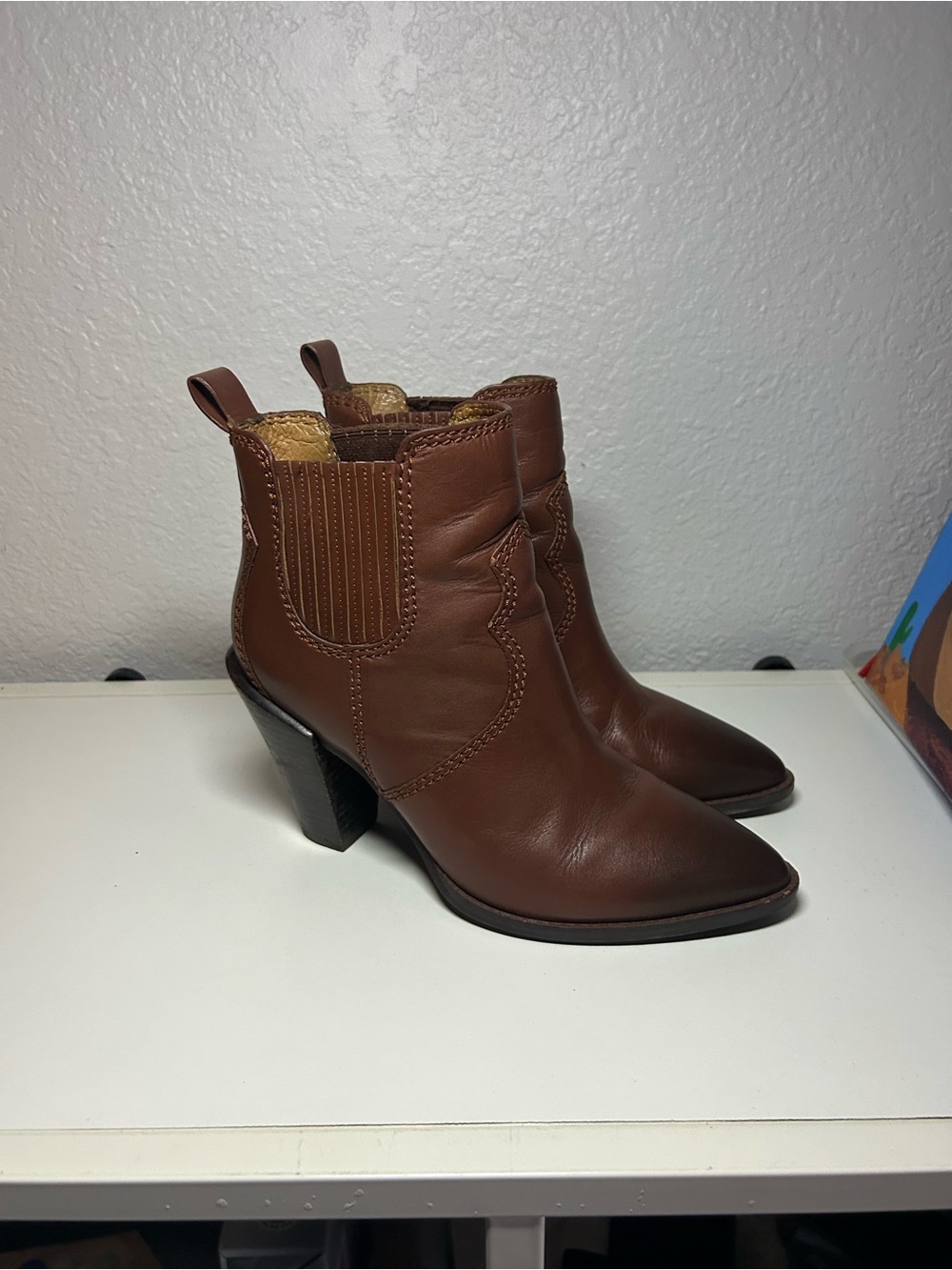 Coach Westyn Brown Leather Ankle Boots - Picture 5 of 6